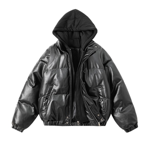 现货 假两件pu皮衣棉服外套男冬季新款加厚美式高街棉衣M106-P120,男装皮衣,星座308B-2