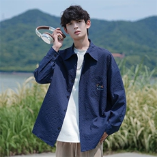 CD5483改长袖C5536春季2026美式腊肠狗泡泡纱衬衫外套男特P28控55，男装衬衫，电商A001