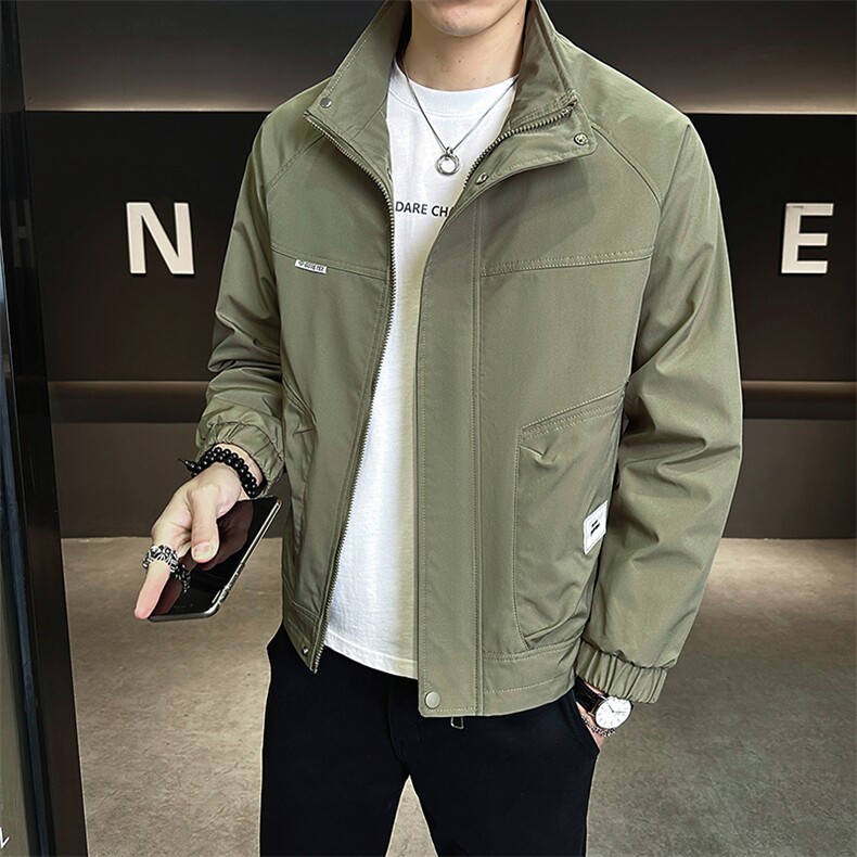 JK407-P80 男士外套春秋季2025新款休闲青年夹克衫男装立领上衣图片