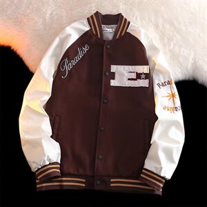 潮流夹克潮男春季毛呢拼皮夹克棒球服JK610P55图片