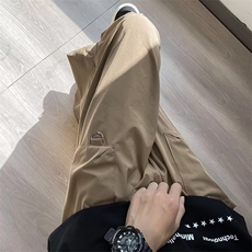 褶皱伞兵裤子男生夏季薄款美式高街休闲裤潮牌运动直筒垂感阔腿裤，男装休闲裤，星座601-2