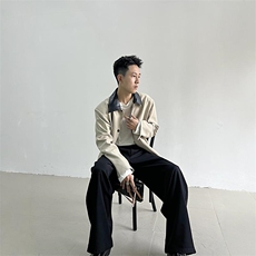 05韩系高级感秋冬季撞色翻领设计感气质短款外套-WT688-网络图，女装短外套，星座1002-2