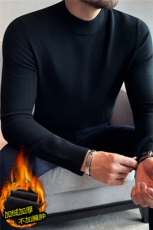 高品质加绒加厚保暖一体绒半高领打底毛衣男修身针织衫JR2113-P63，男装T恤，电商A213