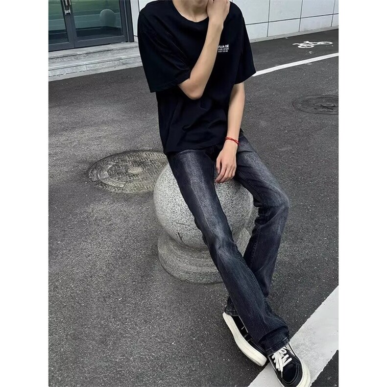 美式高街cleanfit男女直筒修身水洗黑灰色牛仔裤SC657P45,男装牛仔裤,星座1112-1