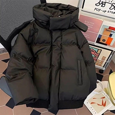 现货5W件冬季三防重磅boxy短款羽绒连帽PU皮棉衣外套防风加厚棉服，男装棉衣，电商A486-1
