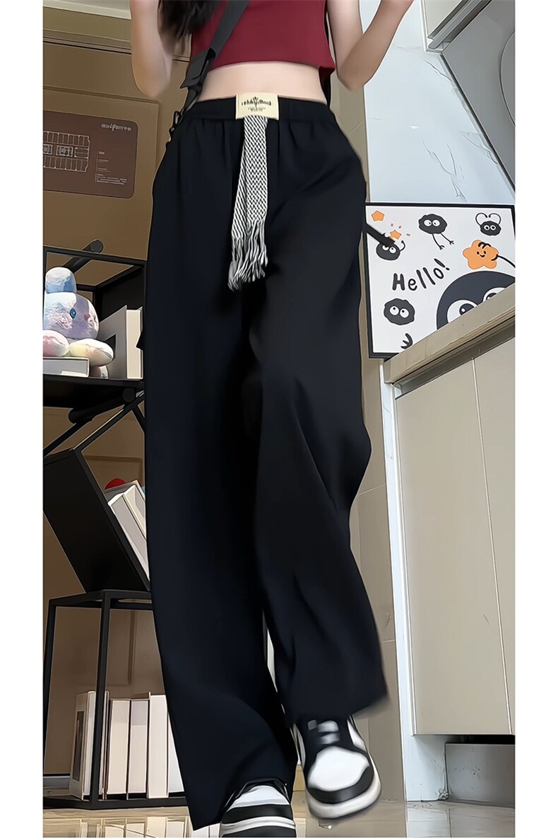 X2415-TP35控价58夏季冰丝裤美式休闲裤个性腰带直筒垂感长裤女,男装休闲裤,电商A102-1