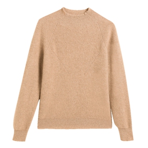 秋冬季新款舒适时尚百搭女士12针元宝镂空半高羊绒衫图片