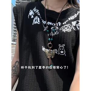 XZ809A/SSS12/P35/控48   肌理感印花小狗背心T恤图片