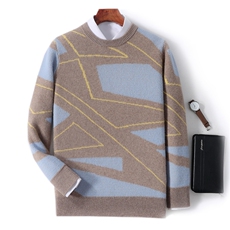 秋冬季新款舒适时尚百搭男士加厚圆领羊毛衫男装，男装羊毛衫，绒韵雅