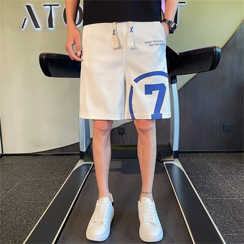 男裤冰丝短裤男ins篮球五分裤半裤中裤白色裤子休闲裤运动裤D079,男装牛仔裤,星座1116A-2（原606A-1）