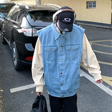 牛仔马甲男2025年秋季新款宽松夹克港风百搭工装外套MJ115-P60，男装背心/马甲，星座1103-3