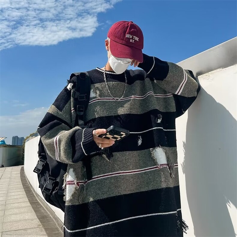 美式圆领毛衣男慵懒风休闲针织衫MY156  P35图片