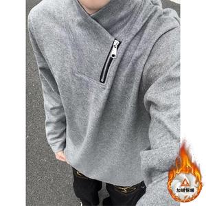 重磅斜拉链卫衣男宽松型休闲加绒加厚上衣TDR299JR-特价P27