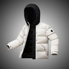 明星同款标短款连帽白鸭绒羽绒服百搭简约男女外套DB259-P180，男装羽绒服，星座1210A