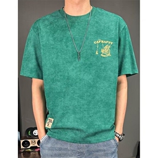 高级感水洗重磅衣服潮牌短袖T恤男士夏季百搭宽松ins半袖体恤，男装T恤，星座506A