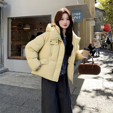 现货新款东大门加厚保暖羽绒服百搭连帽面包服女装外套女，女装羽绒服，网红馆