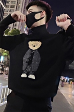 LV103/特P93控123冬季社会小伙高领刺绣小熊针织衫打底毛衣男黑1，男装T恤，星座305B