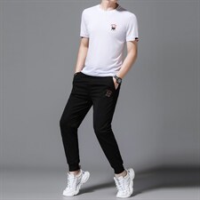 2023年夏款潮流休闲时尚男士运动短袖套装P120，男装休闲套装，电商D223-1