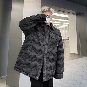 小香风棉服男冬季新款美式复古加厚工装棉衣外套保暖宽松翻领棉袄图片