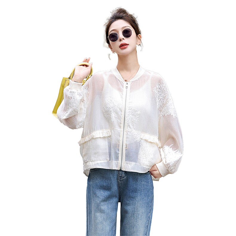 防晒衣女2025夏新款小个子新中式国风短款薄款棒球服刺绣轻薄外套,女装防晒衣,润尚靓点