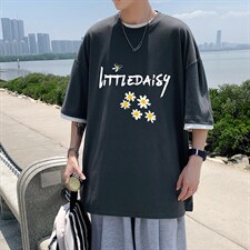 JT55068-P25 假两件短袖t恤男大码胖子半袖体恤半截袖 港风图片