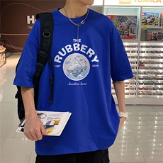港风200g纯棉夏季新款休闲短袖T恤印花新潮T6014P25控38，男装T恤，电商A268A