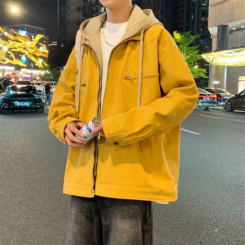 2025春款假两件夹克男工装青少年户外宽松外套情侣外套JK0195-P90,男装夹克,星座308B-2