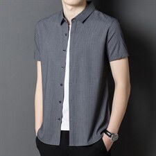 2023夏季薄款衬衫男短袖修身正装商务职业休闲男士衬衣服，男装衬衫，电商B212（原钱塘6029）