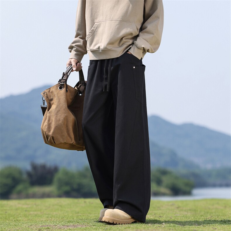 美式复古褶皱秋夏cleanfit宽松直筒简约阔腿休闲裤子K02535-P60,男装休闲裤,星座308B-2