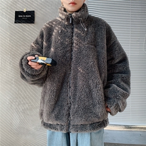 港风外景冬季宽松百搭棉服男羊羔毛情侣棉衣外套男7956P105控149图片