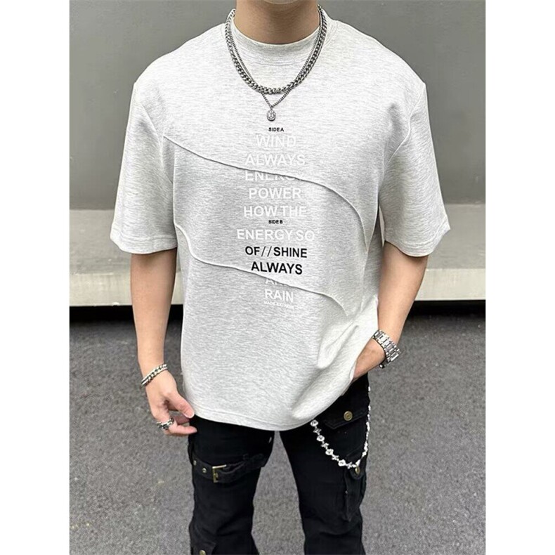 新款短袖t恤男夏季韩版潮流简约半袖上衣港风宽松休闲潮牌体恤衫，男装T恤，四季星座505