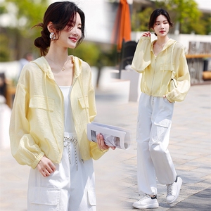 轻薄防晒衣女2025夏季新款宽松高级感休闲透气户外防晒衫短款外套,女装防晒衣,鑫源服饰