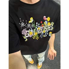 网图有货原创藤蔓花卉刺绣短袖T恤男潮牌设计感高街上衣A329-P35，男装T恤，星座1505