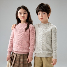 优质彩点纱儿童100%羊毛衫男女童羊绒加厚妞花针织打底中大童毛衣，童装儿童羊毛衫，初丹羊绒童装