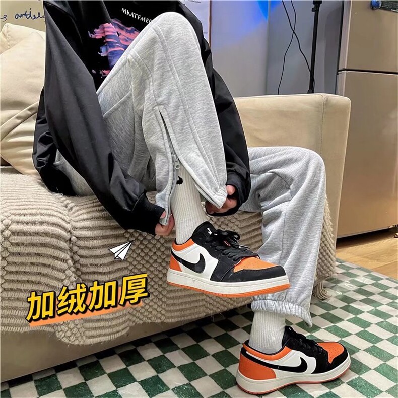 直筒裤男宽松慵懒风高级感加绒炸街裤子B380P33，男装休闲裤，星座1116-2