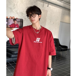 港风字母刺绣多色短袖T恤男DT77778P22块特价控45：供抖音视频图片