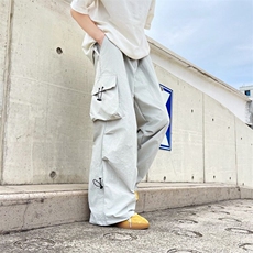 速干休闲伞兵裤男女夏季潮牌褶皱抽绳运动直筒工装裤MK987-P48，男装工装外套，星座1001-1