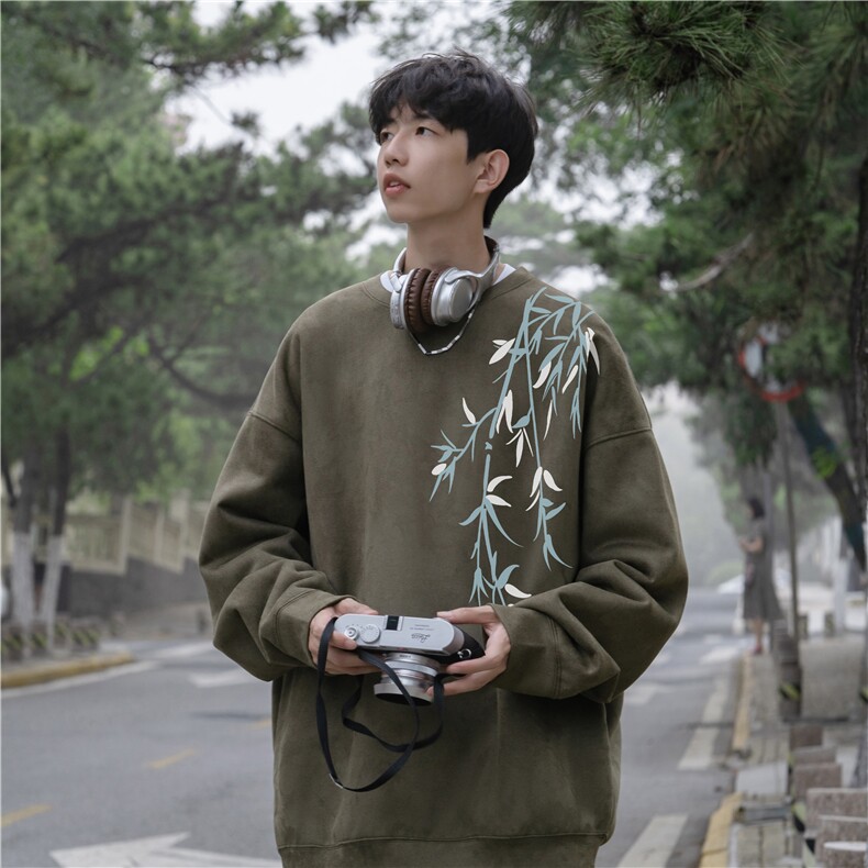 抖音得物高品质风麂皮绒宽松圆领卫衣wyjp262-特35控69,男装卫衣,星座605(原A050)