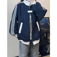 抖音得物高品质26春装美式高街结构拼接织带翻领卫衣夹克开衫外套，男装夹克，电商A443