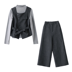 巨好看的秋装三件套女高级感新款轻熟复古气质显瘦马甲阔腿裤套装，女装套装/套裙，流量+
