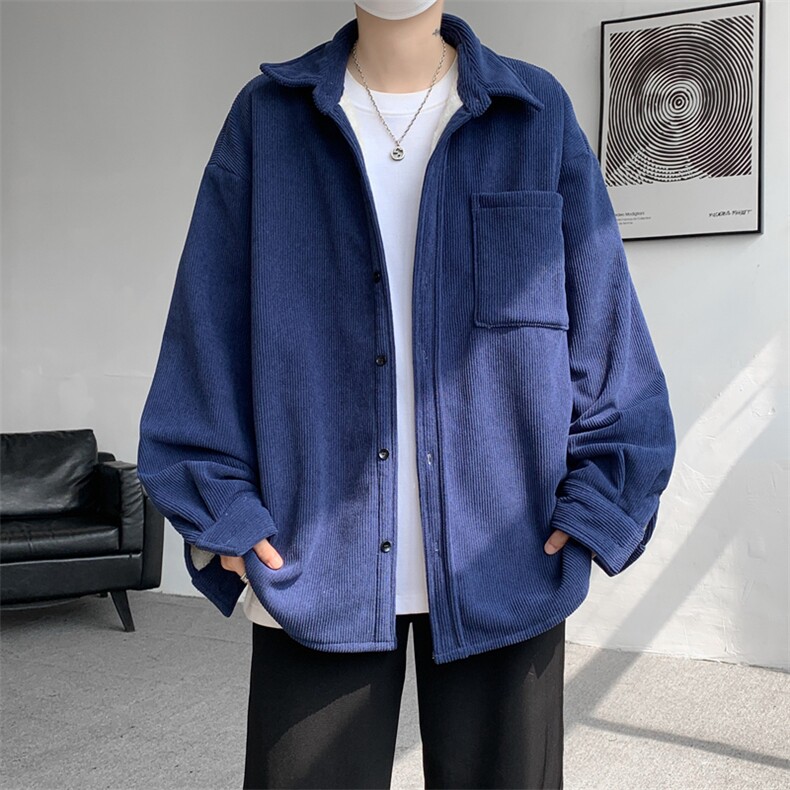 8XL-M加绒灯芯绒衬衫大码复古秋冬保暖上衣外套CS9001/P58加绒68,男装衬衫,电商B238