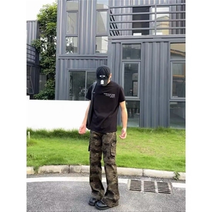 美式高阶男春秋高街直筒长裤弯刀ins迷彩微喇叭裤 KZ18N7019-TP55图片