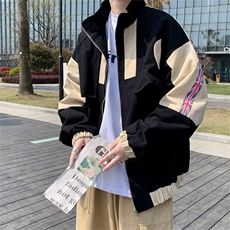 秋季潮流拼色宽松休闲工装棒球服男日系夹克上衣外套W3837-P48，男装夹克，星座512-2