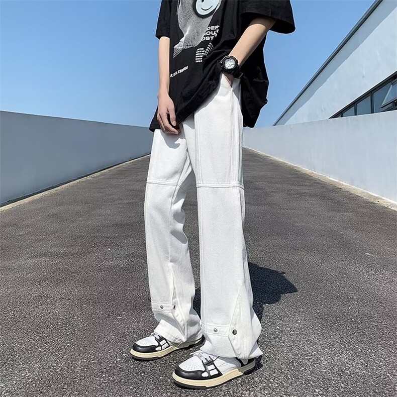 美式vibe裤子高街水洗牛仔裤男设计感小众拉链裤B1032P45,男装牛仔裤,星座1116-2