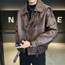 男装皮衣2025秋季新款翻领休闲百搭宽松皮外套C317-J918-P175，男装皮衣，电商C317