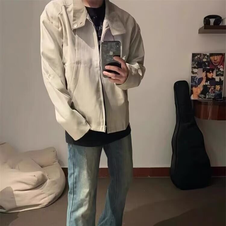 【有货】DJKT148-P78潮春秋哈林顿拼接裁剪廓形夹克立领外套男,男装夹克,星座603-2