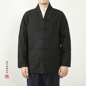 2025秋冬新款风男装棉麻新中式汉服领禅服唐装外套H60P95图片