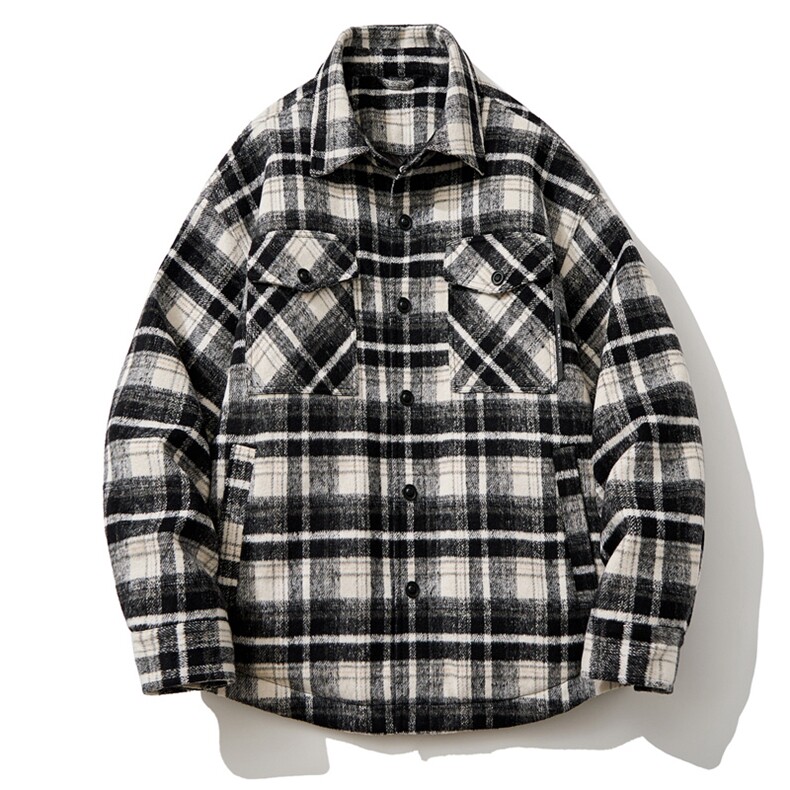男士格子翻领情侣宽松羽绒服外套D213-6295-P340,男装羽绒服,电商D213