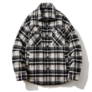 男士格子翻领情侣宽松羽绒服外套 D213-6295-P340图片
