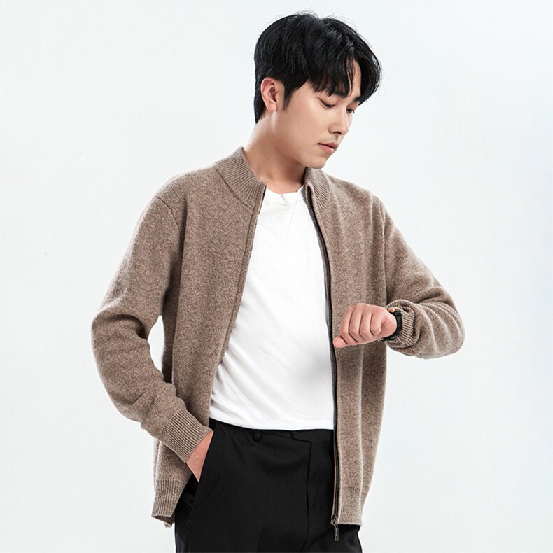 百搭男女同款羊毛开衫加厚保暖外套经典显瘦品质羊毛材质男装,男装羊毛衫,牧绒家园